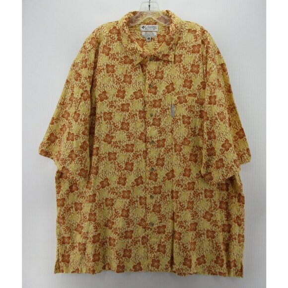 VINTAGE Columbia Shirt XXL Linen Hawaiian Camp Floral 90s Y2K NEW - Picture 1 of 14